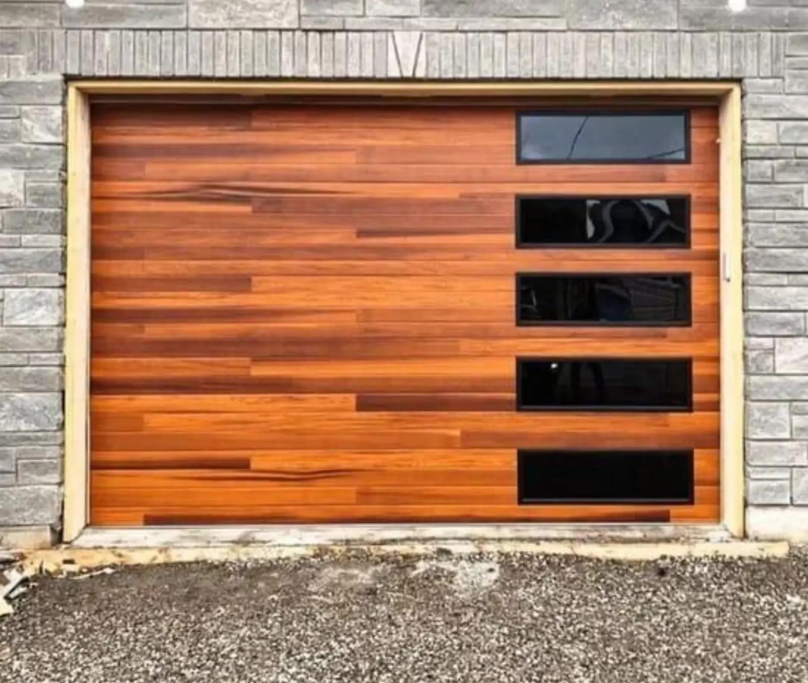 Modern residential garage door at a York Region home